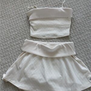 Alo Yoga Doubles Only ivory skort and cropped tank set. Top - XS and skort -S